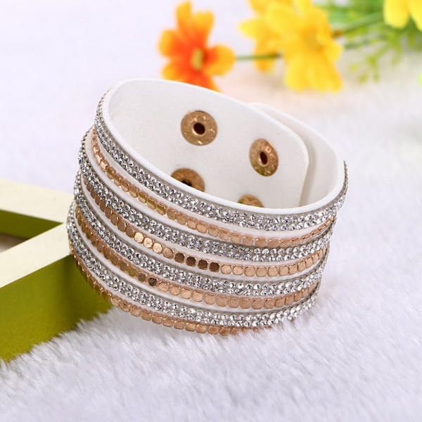 Rhinestone Læder Wrap Armbånd