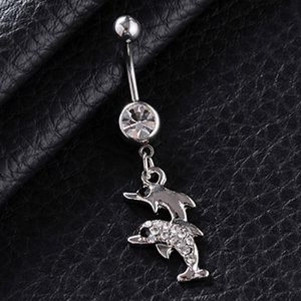 Navelpiercing Två delfiner silver