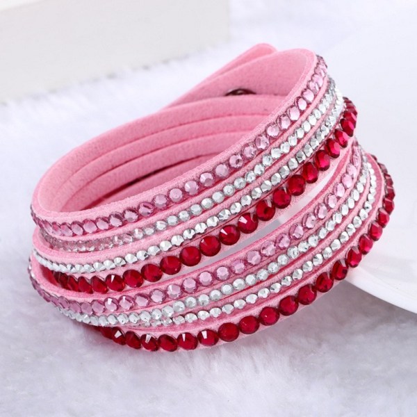 Rhinestone Læder Wrap Håndledsmanchet Punk Armbånd Bangle