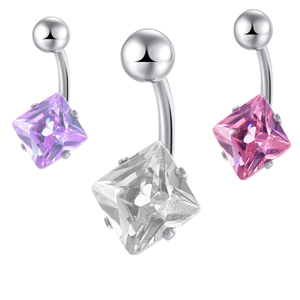 Guldpläterade navelpiercing CZ rosa