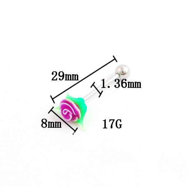 Kropspiercing Multifarvet Silikon Roseblomst Tunge ROSA