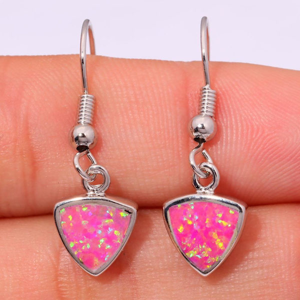Sølvbelagte øreringe PINK Fire Opal