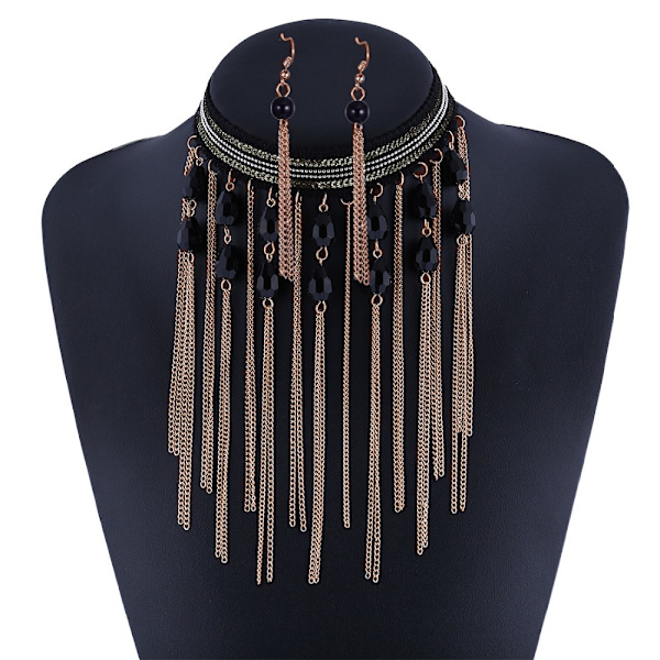 Pärla smycken halsband örhängen set
