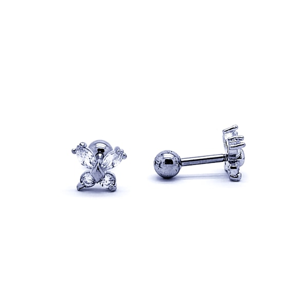 Tragus Piercing Ørestik CZ sølv