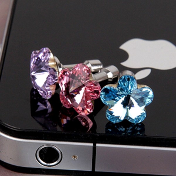 Anti dammskyddad blomma strass plugg 3,5 mm GRÖN
