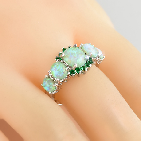 Sølv FYLDT RING Opal 19