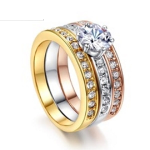 18K Guldfyllda Guld Filled gulddoublé Ring CZ Förlovning 17