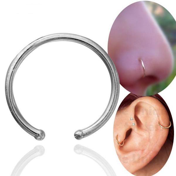 925 Sterling sølv guld næse pin knogle stud næse piercing SILVER