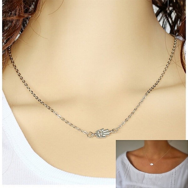 Kultapinnoitettu Fatiman käden riipus choker-kaulakoru