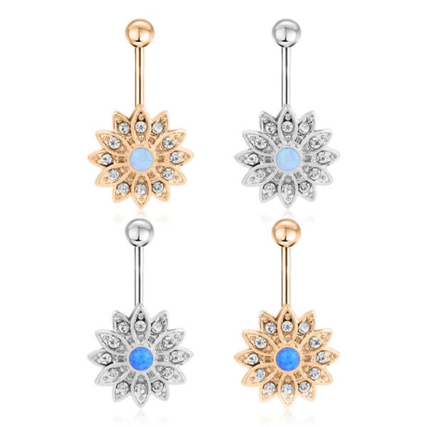 Navelpiercing blomma GULD L.BLÅ