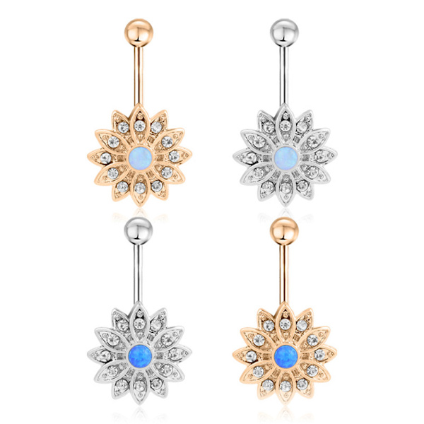 Navle-Belly Button Ring Kropspiercing GULD BLÅ