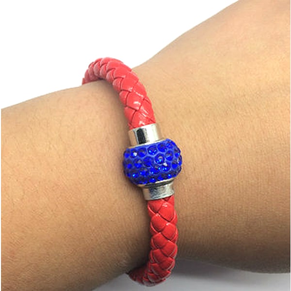 Läderarmband Magnet strass spänne armband