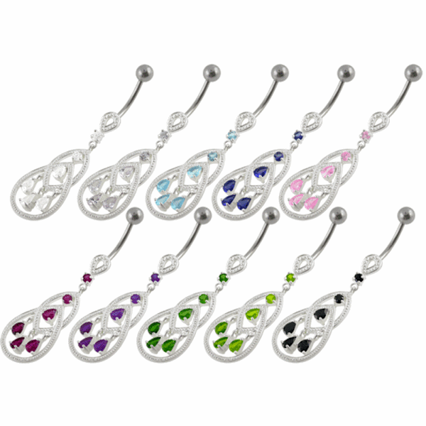 Sølv Titanium Navel Bar CZ Hvid VIT