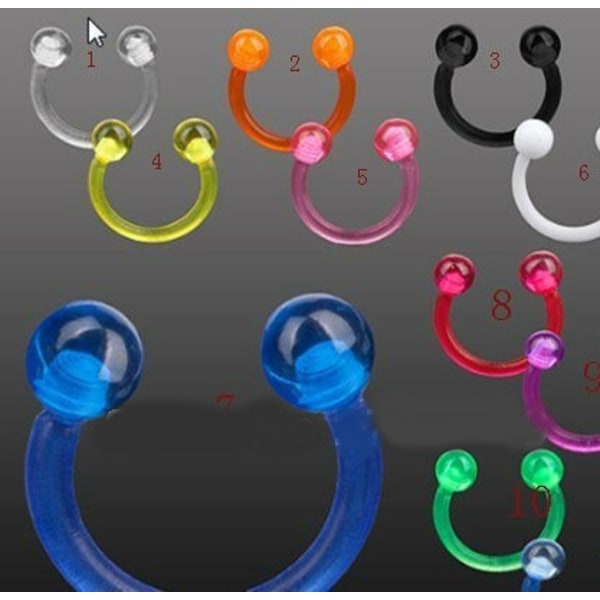 Body Piercing smycken näsa ring Bcr ring UV bioflex FÄRGLÖS