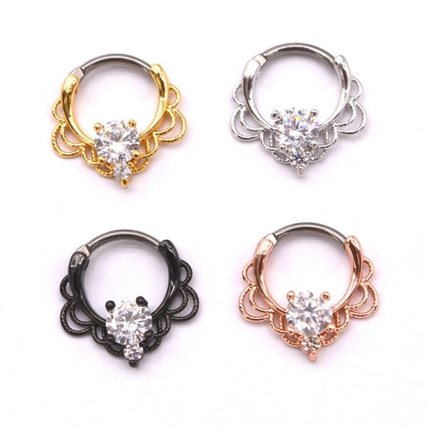 CZ Diamant Næsering Septum Clicker Titan GULD
