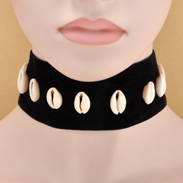 Sort Fløjlsskaller Choker Halskæde