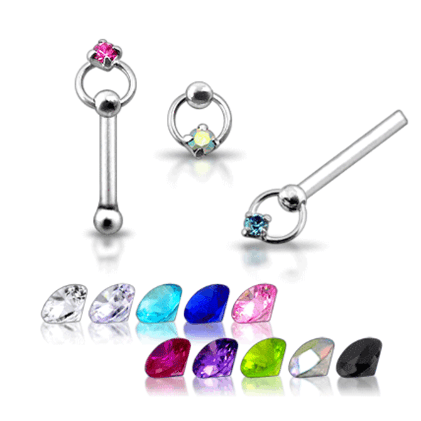 925 Silver Barefoot näsa stud Grön