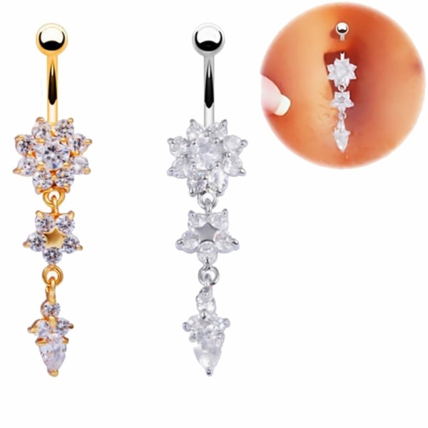 Guldpläterad Navelpiercing SILVER
