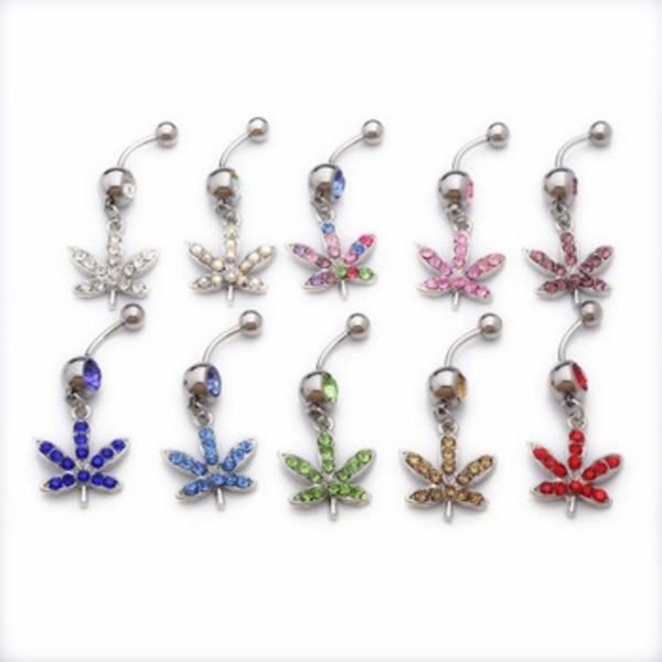 Navlepiercing med smykker MULTICOLOR