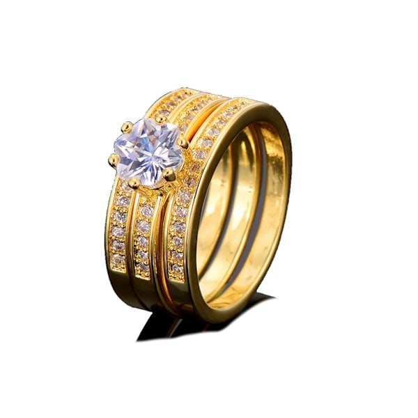 18K Guldfyllda gulddoublé Ring CZ Förlovning 16