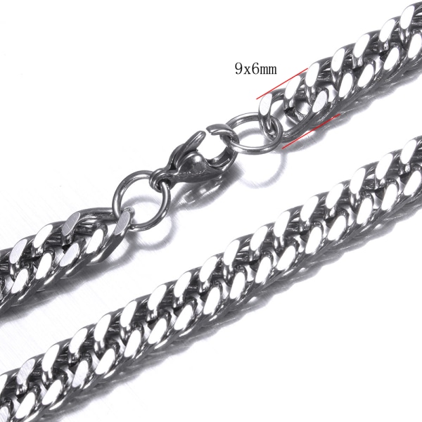 Halskæde + Armbånd i Rustfrit Stål 6mm