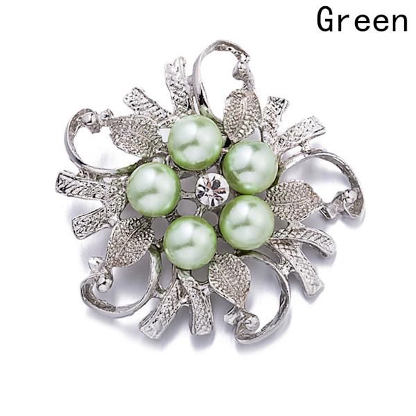 Broche Krystal Blomst SILVER GRÖN	