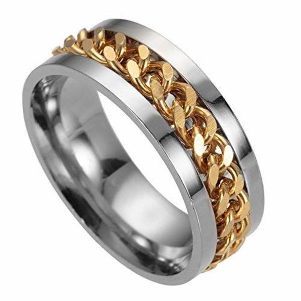 Ringe i rustfrit stål med guldbelagt kæde guld 19