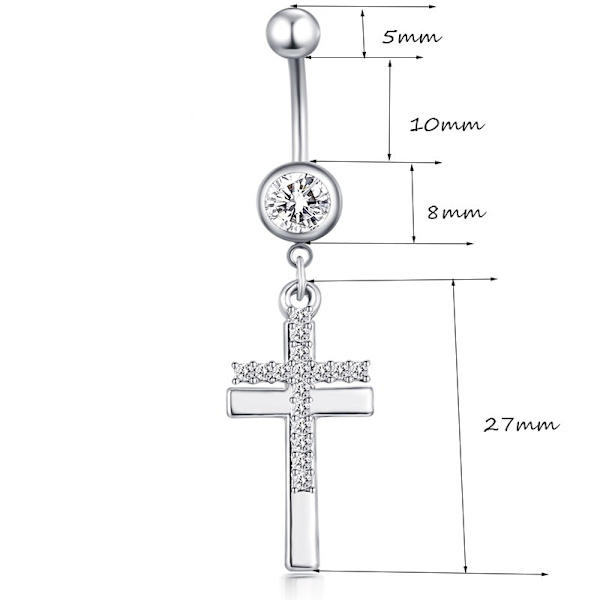 Navelpiercing kristall silver