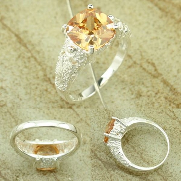 Silversmycken Morganite zirkon ädelsten ring smycken 18