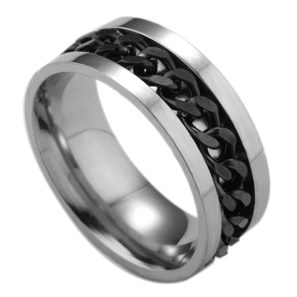 Ringe i rustfrit stål med sort kæde 22