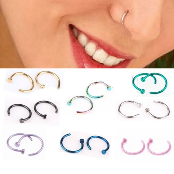 Stud Rostfritt cirkulär piercing näsa ring 5 st pack mix färg 5 st mix