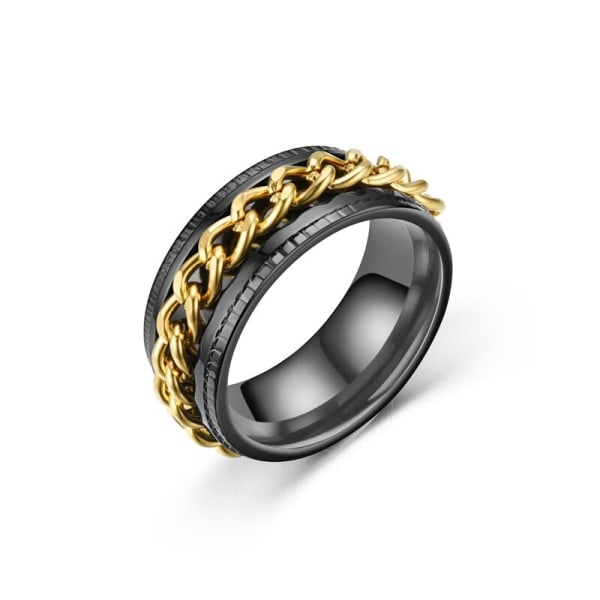 Ringe i rustfrit stål SVART-GULD 19