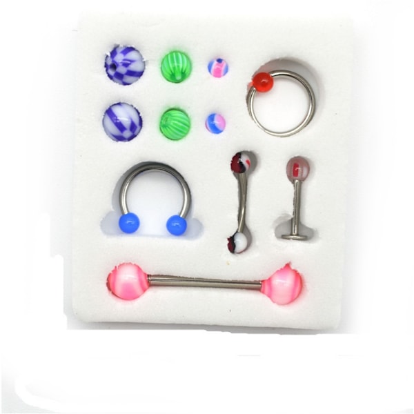 Skiftbar Øjenbryn Ring Tunge Bar Læbe Piercing Sæt