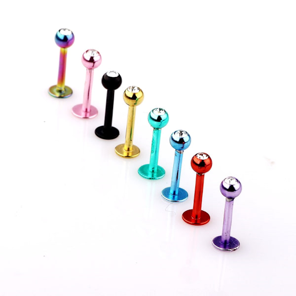 Labret og Lip Piercing 1.2*8*3mm grøn