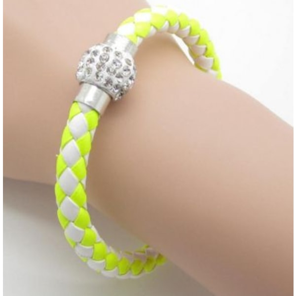 Leather Wristband Magnetic Rhinestone Buckle Bracelet