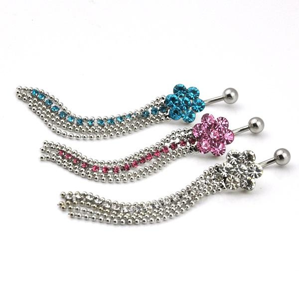 Navelpiercing blomma rosa