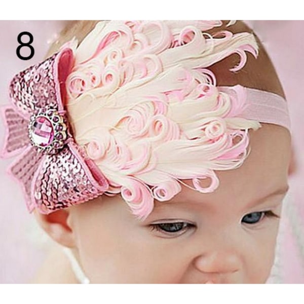 Baby hiuspanta Prinsessa Baby Girl Flowers Feather ROSA