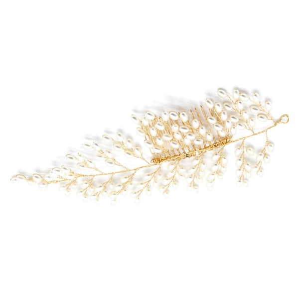 Bridal Pearl Crystal Hair Pin guld