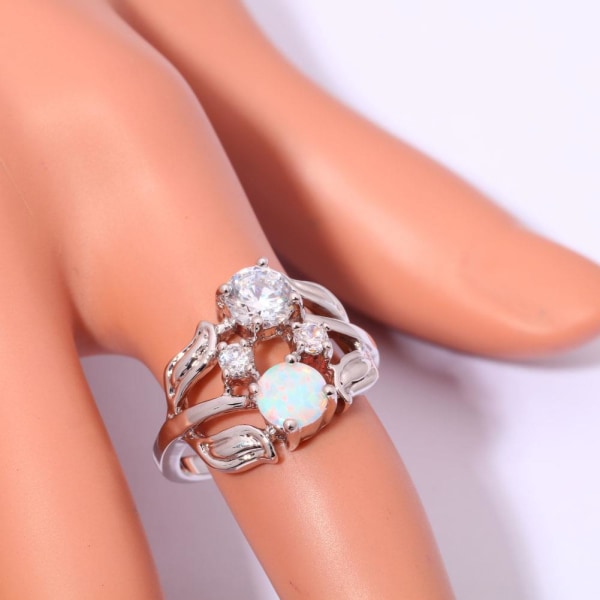 10K Sort Guldbelagt Forlovelsesring Opal 15,5