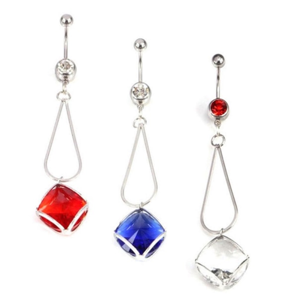 Navlepiercing med Rhinestone BLÅ