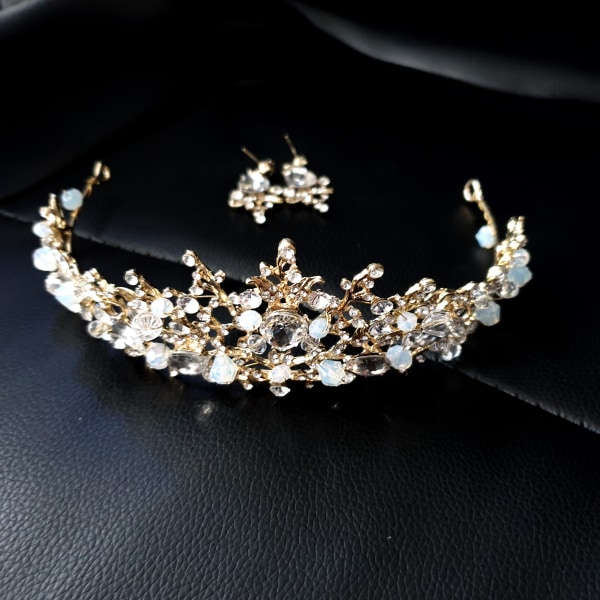 Kristall bröllop hår krona tiara handgjort