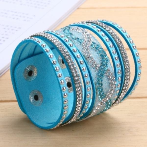 Strass Läderarmband Armring