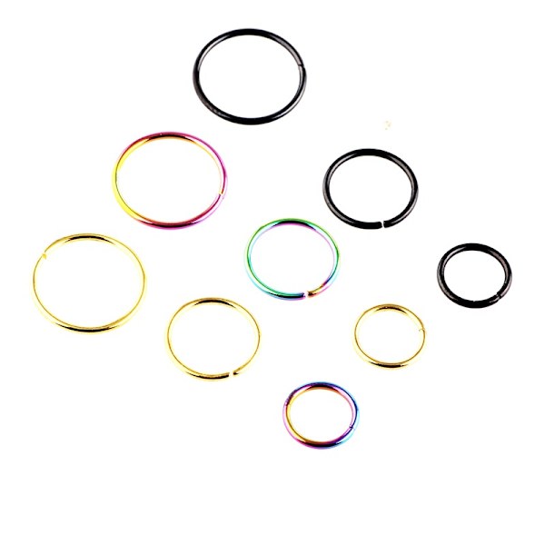 316L Medicinsk Næsering (falsk) sort 10 mm