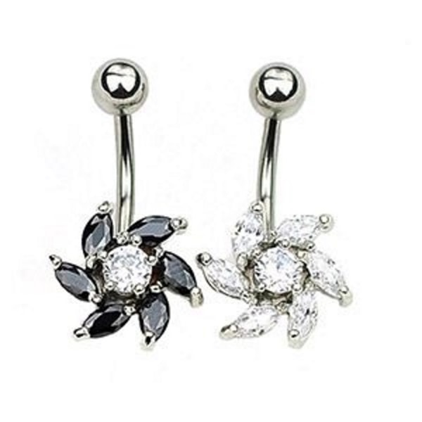 Navelpiercing Blomma vit