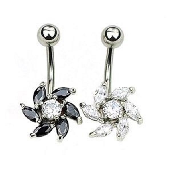 Navle Piercing Blomst hvid