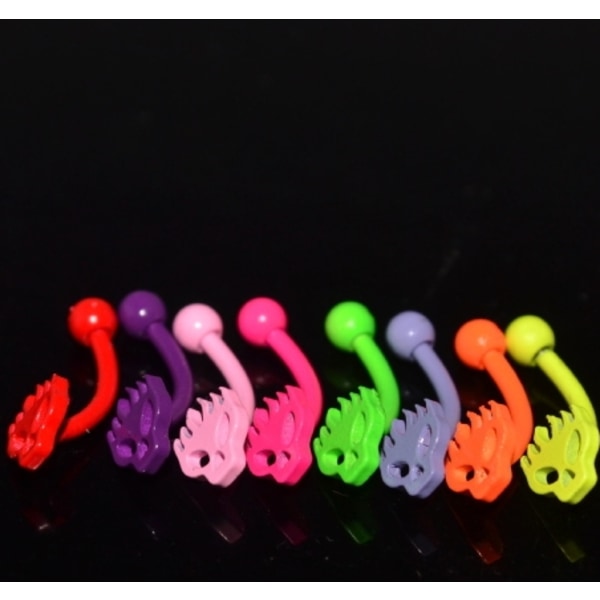 16G blandet 8 farver kranie neon farver øjenbryn ring ROSA