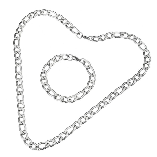 Rostfritt stål halsband + armband Set 4,5mm silver