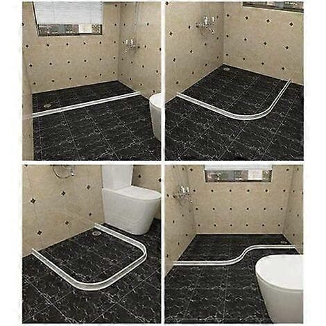 Foldable Shower Barrier and Water Retention System to Keep Water Within Threshold, 1m, White