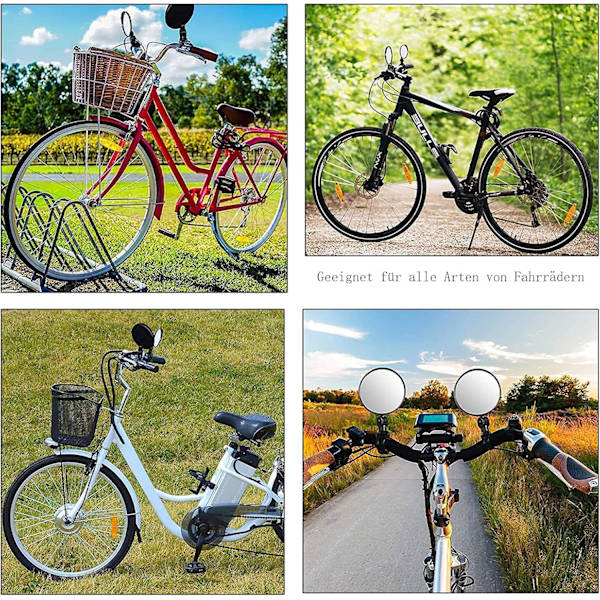 2-pack Universal Bicycle Handlebar Mirrors, Swivel Reflector, Handle