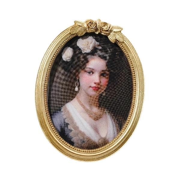Retro-style photo frame, oval, gold finish, wall hanging and tabletop display